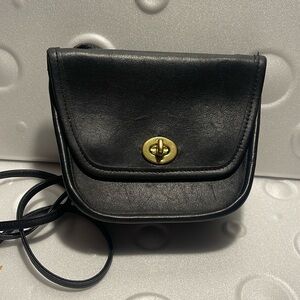 Vintage Coach Everett Crossbody Black Leather Purse USA #9934 EUC